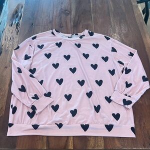 SHEIN Pink Top with Black Heart Accents